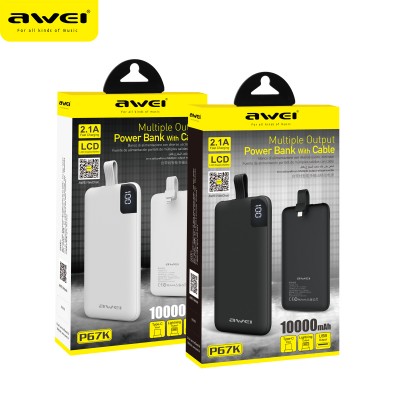 УМБ AWEI with LCD P67k 10000mah |1USB/Type-C, 2.1A|