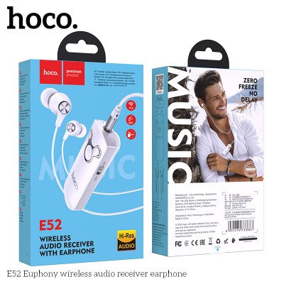 Аудіоресивер Hoco Bluetooth Euphony wireless audio receiver with earphone E52 |BT5.0, Hi-Res, 4H|