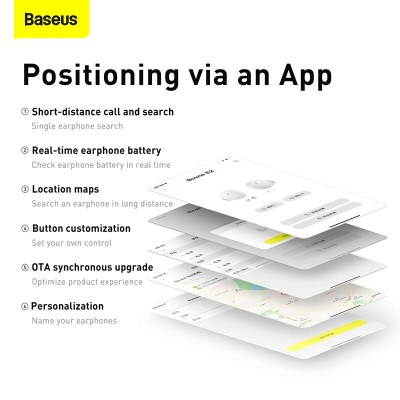 Навушники Baseus True Wireless Earphones Bowie E2 |BT5.2, 40/300mAh, 5H, Location, OTA| (NGTW090001)