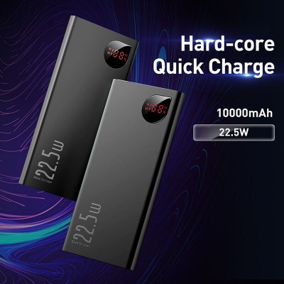 УМБ BASEUS Adaman Metal Digital Display Power Bank 10000mAh  |2USB/Type-C/Lightning, 22.5W/5A, QC/PD| (PPAD000001)