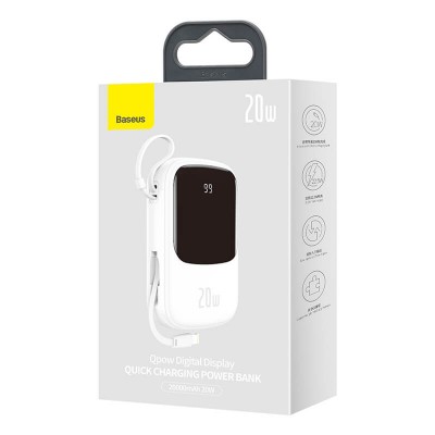 УМБ BASEUS Qpow Digital Display Quick Charging Power Bank (With IP Cable) 20000mAh |USB/Type-C/Lightning, 20W/5A, PD/QC| (PPQD-H05)