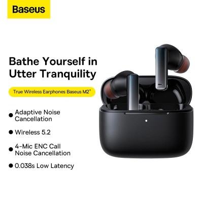 Навушники Baseus True Wireless Earphones Bowie M2+ |BT5.2, 40/400mAh, 5H, Location, ANC|