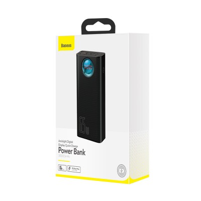 УМБ Baseus Amblight Digital Display Quick Charge Power Bank 30000mAh |4USB/Type-C/Lightning, 6A/65W, QC/PD| (PPLG-A01)