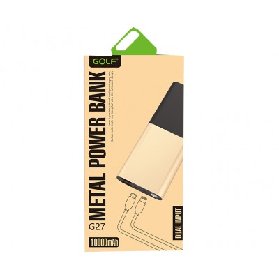 УМБ GOLF G27 10000mah |2.1A, 2USB, Lightning|