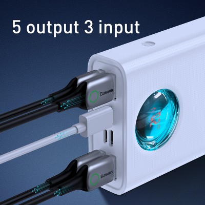 УМБ Baseus Amblight Digital Display Quick Charge Power Bank 30000mAh |4USB/Type-C/Lightning, 6A/65W, QC/PD| (PPLG-A01)