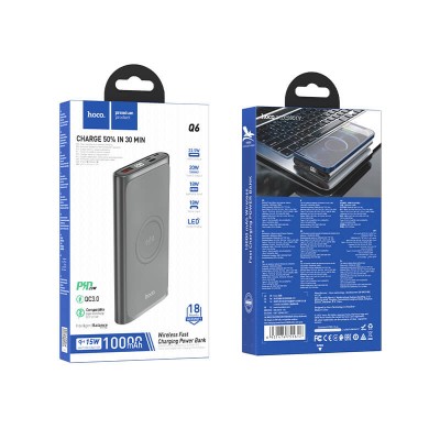 УМБ HOCO Aegis fully compatible wireless fast charging power bank 10000mah Q6 |1USB/1Type-C/1Lightning, PD/QC, 5A/22.5W|