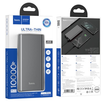 УМБ HOCO with Digital Display Ultra-Thin Resourceful J68 10000mah |1USB/1Type-C, 2A|