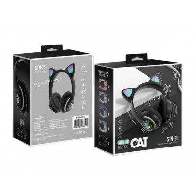 Навушники Bluetooth Cat Rainbow LED ear STN-28 |BT5.0, FM/AUX/TF|