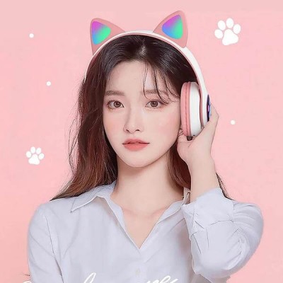 Навушники Bluetooth Cat Rainbow LED ear STN-28 |BT5.0, FM/AUX/TF|