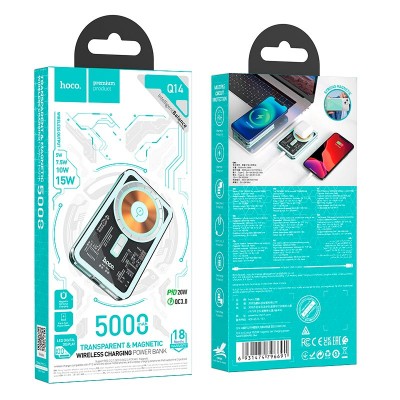 УМБ HOCO Ice Crystal magnetic fast charging power bank Q14 5000mah |Type-C, QC/PD, 20W/3A|
