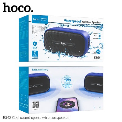 Акустика HOCO Cool Sound sports wireless speaker BS43 |IPX7, TWS, FM/BT/AUX/USB/TF, 6Hours|