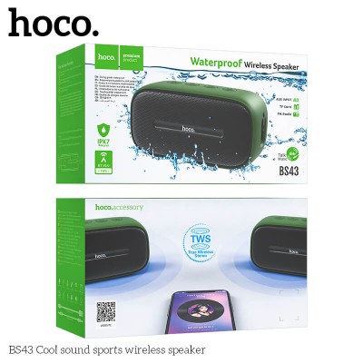 Акустика HOCO Cool Sound sports wireless speaker BS43 |IPX7, TWS, FM/BT/AUX/USB/TF, 6Hours|