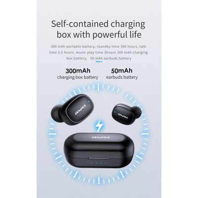 Навушники Bluetooth Awei TWS Sports T13 |BT5.0, 300mAh/50mAh, 4Hours, IPX4|