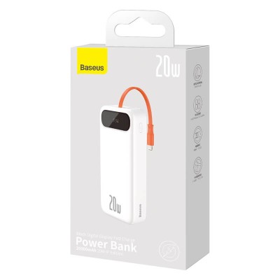 УМБ BASEUS Block Digital Display 20000mAh |1USB/1Type-C/Lightning Cable, 20W/3A, PD/QC| (PPLK000002)