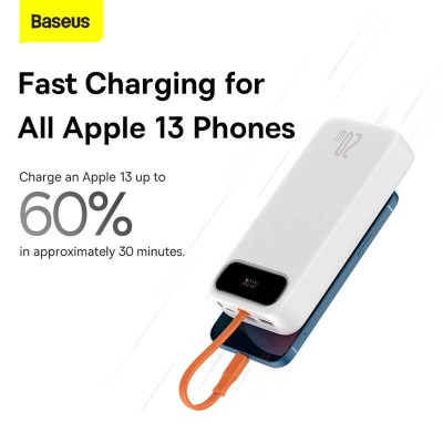 УМБ BASEUS Block Digital Display 20000mAh |1USB/1Type-C/Lightning Cable, 20W/3A, PD/QC| (PPLK000002)