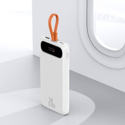 УМБ BASEUS Block Digital Display 10000mAh |1USB/1Type-C/Lightning Cable, 20W/3A, PD/QC| (PPBLK-02)