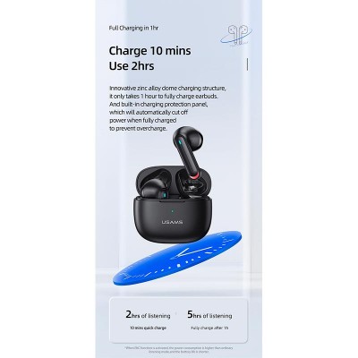 Навушники Bluetooth USAMS TWS NX10 |BT5.2, 35/320mAh, 5h|