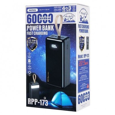 УМБ REMAX Hunergy Series 22.5 W LED Fast Charging 60000MAH RPP-173 |4USB/1Type-C/1Lightning, PD/QC, 18W, 3A|