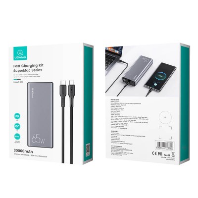 УМБ USAMS Digital Display Fast Charging US-CD165 PB59 30000mAh |2USB/1Type-C, 65W/3A, PD/QC|