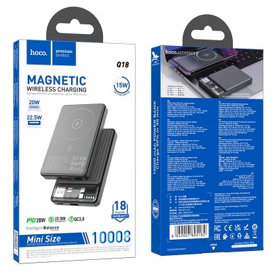 УМБ HOCO Tourer power bank with magnetic fast charging Q18 10000mah |Type-C/1USB, QC/PD, 22,5W/3A|
