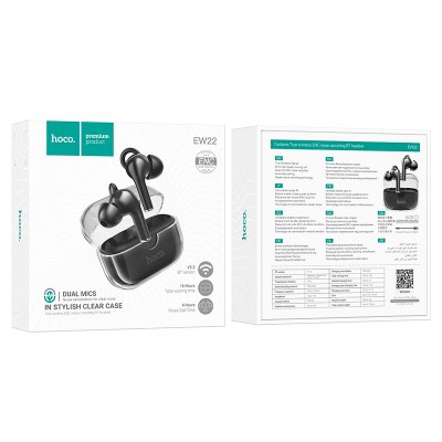 Навушники HOCO cantante True wireless ENC noise Cancelling BT headset EW22 |BT5.3, 3/300mAh, 4/16H|