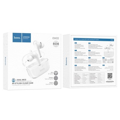 Навушники HOCO cantante True wireless ENC noise Cancelling BT headset EW22 |BT5.3, 3/300mAh, 4/16H|