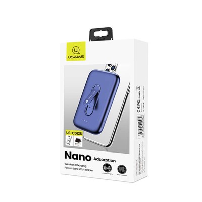 УМБ USAMS Wireless Charging Single USB With Phone Holder US-CD136 PB51 4000mAh |1USB/1Type-C, 2A, 5W Qi|