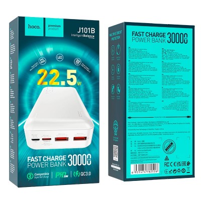 УМБ HOCO Astute fully compatible power bank J101B 30000mAh |2USB/Type-C, 20W/5A, PD/QC|