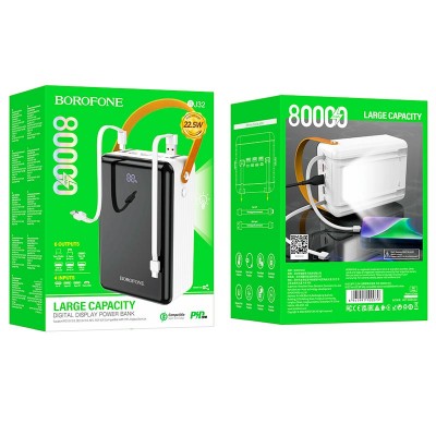 УМБ BOROFONE Terra fully compatible power bank 80000mAh BJ32 |3USB/2Type-C/Lightning, 22.5W/3A, PD/QC|