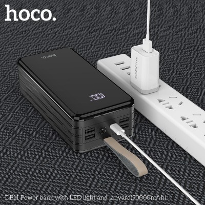 УМБ Hoco Power bank with LED light and Lanyard DB11 50000mAh |4USB/Type-C/Lightning, 2.1A|