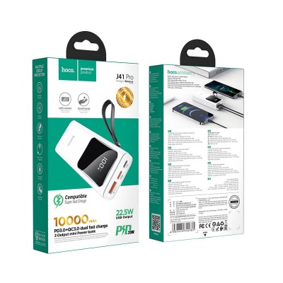 УМБ HOCO Mobi fully compatible power bank J41 Pro 10000mah |1USB/Type-C/Lightning, PD/QC, 22.5W, 3A|