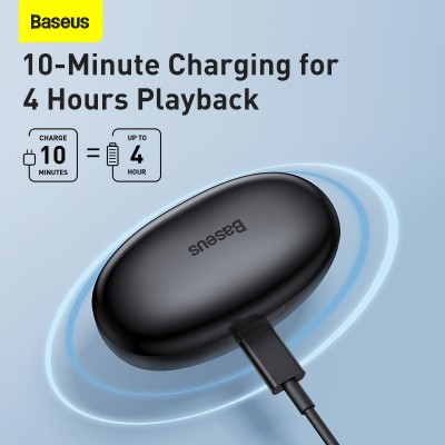 Навушники Bluetooth BASEUS True Wireless Earphones W11 IPX4 |BT5.0, 40/300mAh, 4h, Qi, Location, OTA| (NGTW060001)