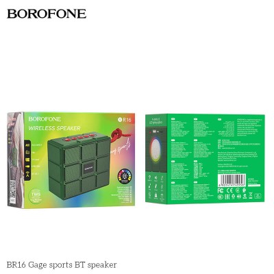 Акустика BOROFONE LED Gage sports BT BR16 |BT5.1, TWS AUX, FM, TF, USB, 4hours|