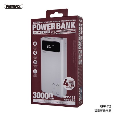 УМБ REMAX mengine Series Power Bank 30000mAh RPP-112 |4USB/Type-C/Lightning, 2.1A|