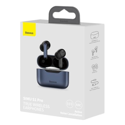 Навушники Bluetooth BASEUS SIMU ANC True Wireles Earphones S1 Pro |BT5.1, 40/380mAh, 4.5H| (NGS1P-0A)