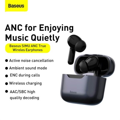 Навушники Bluetooth BASEUS SIMU ANC True Wireles Earphones S1 Pro |BT5.1, 40/380mAh, 4.5H| (NGS1P-0A)