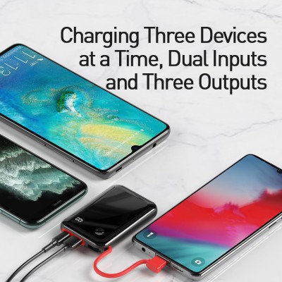 УМБ BASEUS Mini S Digital Display 10000mah (With Type - C cable) |3A, 15W, 1USB/1Lightning/1Type-C| (PPXF-A09)