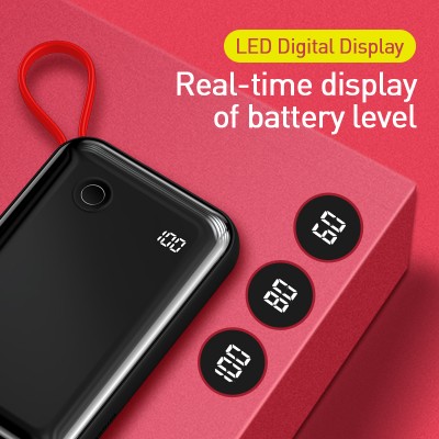 УМБ BASEUS Mini S Digital Display 10000mah (With Type - C cable) |3A, 15W, 1USB/1Lightning/1Type-C| (PPXF-A09)