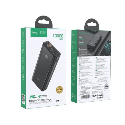УМБ HOCO with Digital DIsplay Graceful fully compatible power bank J45 Pro 10000mah |1USB/2Type-C/1Lightning, PD/QC, 20W, 3A|
