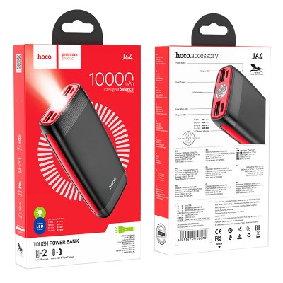 УМБ HOCO Tough J64 10000mah |2USB/1Type-C, 2A|