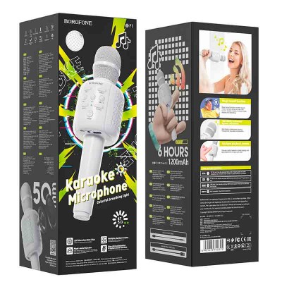 Караоке мікрофон BOROFONE Rhyme karaoke microphone BF1 |BT5.0, DSP, 3-6h, TF, USB|