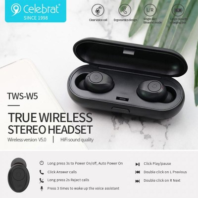 Навушники Bluetooth Celebrat TWS W5 |BT5.0, 60mAh/400mAh|