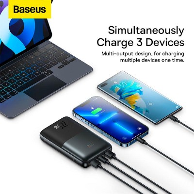 УМБ BASEUS Bipow Pro Digital Display Fast Charge Power Bank 20000mAh |2USB/1Type-C, 20W/3A, PD/QC| (PPBD040301)