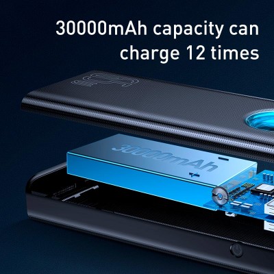 УМБ BASEUS Amblight Digital Display Fast Charge Power Bank 30000mAh |4USB/Type-C/Lightning, 65W/5A, PD/QC| (PPLG000101)