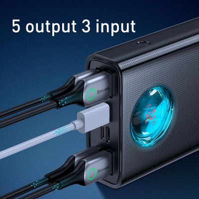 УМБ BASEUS Amblight Digital Display Fast Charge Power Bank 30000mAh |4USB/Type-C/Lightning, 65W/5A, PD/QC| (PPLG000101)