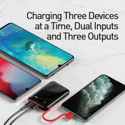 УМБ BASEUS Mini S Digital Display 10000mah (With Lightning cable) |3A, 15W, 1USB/1Lightning/1Type-C|