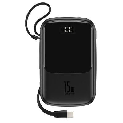 УМБ BASEUS Q Pow Digital Display 10000mah (With Type-C) |3A, 15W, 2USB/1Lightning/1Type-C| (PPQD-A09