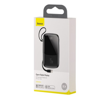 УМБ BASEUS Q Pow Digital Display 10000mah (With Type-C) |3A, 15W, 2USB/1Lightning/1Type-C| (PPQD-A09