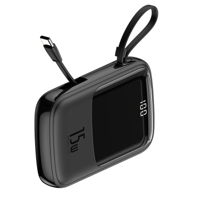 УМБ BASEUS Q Pow Digital Display 10000mah (With Type-C) |3A, 15W, 2USB/1Lightning/1Type-C| (PPQD-A09