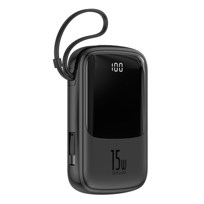 УМБ BASEUS Q Pow Digital Display 10000mah (With Type-C) |3A, 15W, 2USB/1Lightning/1Type-C| (PPQD-A09